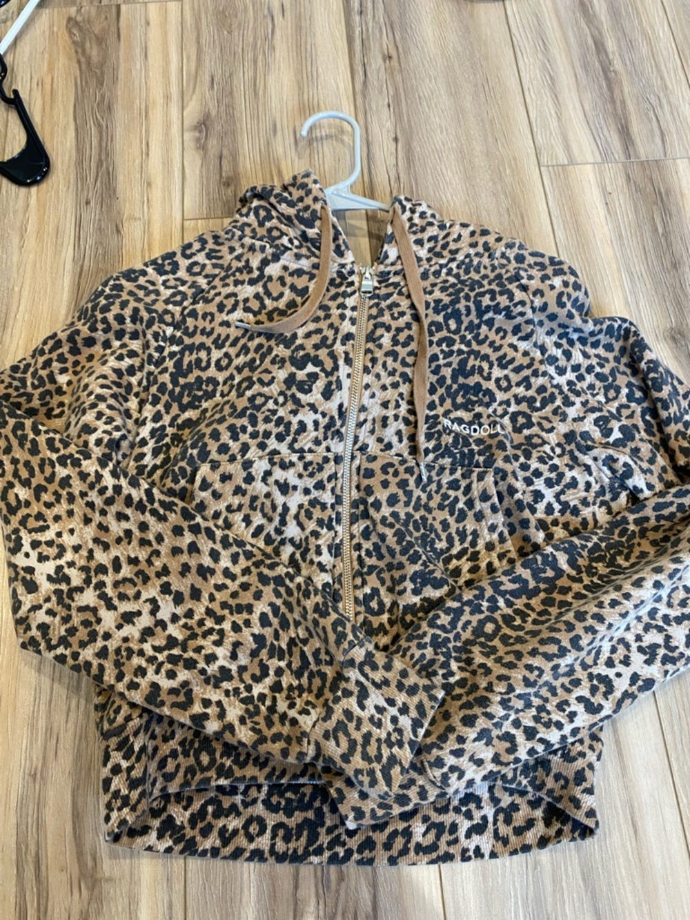 Ragdoll Leopard Print Teddy Zip Hoodie - Brown & Black